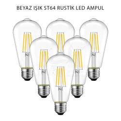 Beyaz Işık ST64 Rustik E27 Duylu LED Ampul 6 Watt