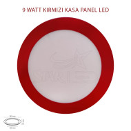 Kırmızı Kasa 9 Watt Sıva Altı Yuvarlak LED Panel