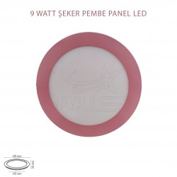 9 Watt Pembe Kasa Sıva Altı Yuvarlak Panel LED