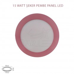 15 Watt Pembe Kasa Sıva Altı Yuvarlak Panel LED