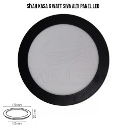 Siyah Kasa 6 Watt Sıva Altı Yuvarlak LED Panel