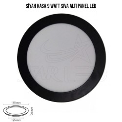 Siyah Kasa 9 Watt Sıva Altı Yuvarlak LED Panel